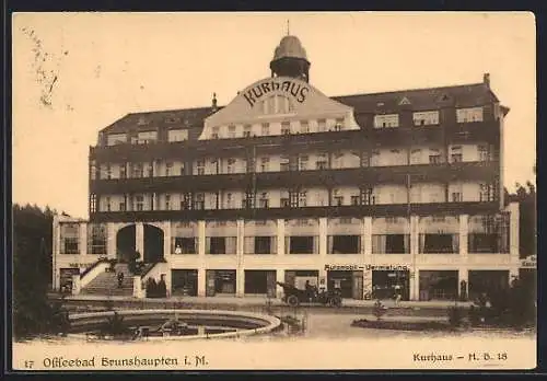 AK Brunshaupten i. M., Kurhaus mit Auto-Vermietung