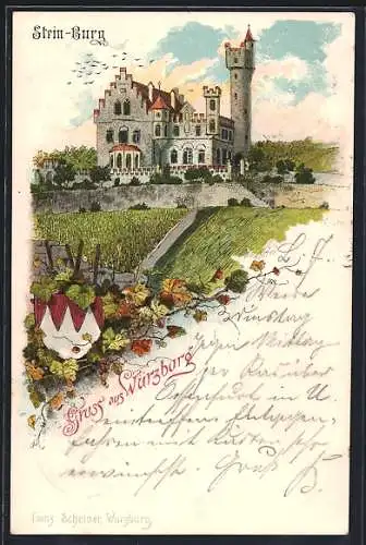 Lithographie Würzburg, Gasthaus Stein-Burg