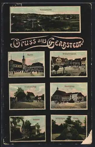 AK Gerbstedt, Löchriger Stein, Schillerplatz, Wilhelmsplatz, Totalansicht