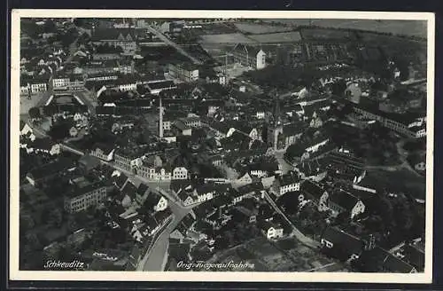AK Schkeuditz, Blick auf das Zentrum, Fliegeraufnahme