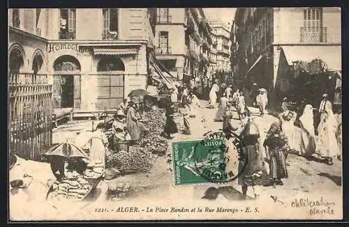 AK Alger, La Place Randon et la Rue Marengo