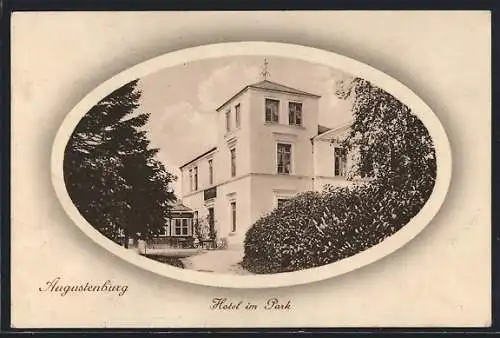 AK Augustenburg / Augustenborg, Partie am Hotel im Park