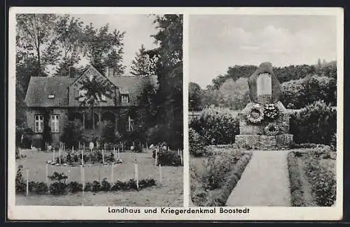 AK Boostedt, Landhaus und Kriegerdenkmal