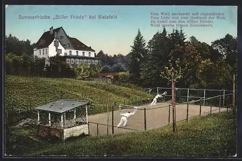 AK Bielefeld, Hotel Stiller Friede mit Tennisplatz