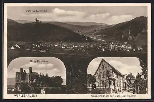 AK Werleshausen / Werra, Gasthaus zur Burg Ludwigstein, Burg Hanstein