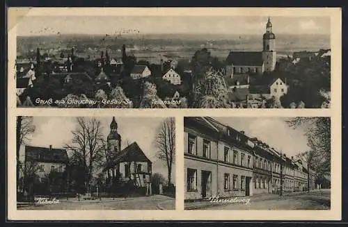 AK Glauchau-Gesau, Tunnelweg, Kirche, Ortsansicht