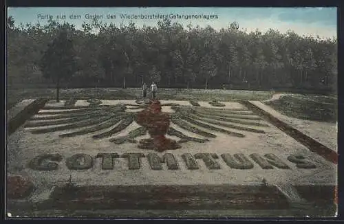 AK Wiedenborstel, Partie aus dem Garten des Wiedenborsteler Kriegsgefangenenlagers