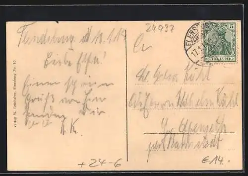 AK Flensburg, Die Strumflut 1913, An der Schiffbrücke, Unwetter