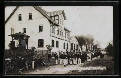 Foto-AK Meinbrexen, Gasthaus Carl Düsterdiek im Jahr 1916