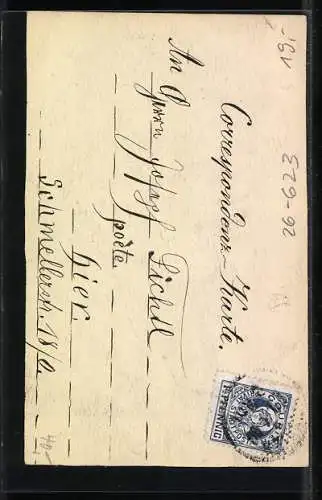 Künstler-AK Handgemalt: Alte Frau mit Kopfbedeckung und rotem Mantel