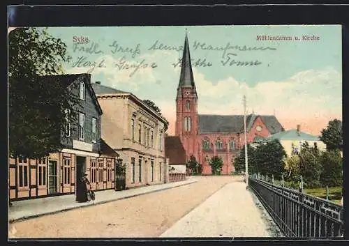 AK Syke, Mühlendamm und Kirche