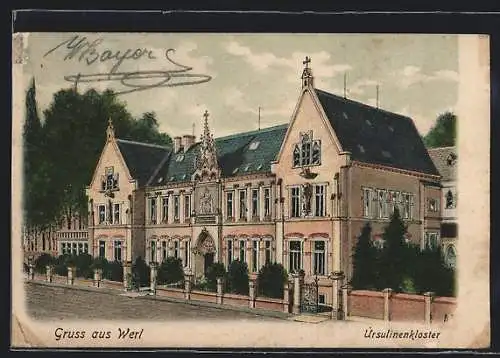 Lithographie Werl, Ursulinenkloster