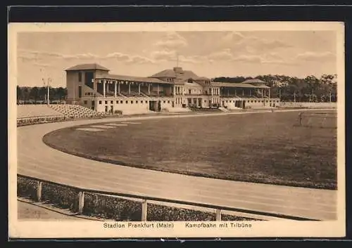 AK Frankfurt-Niederrad, Stadion, Kampfbahn mit Tribüne