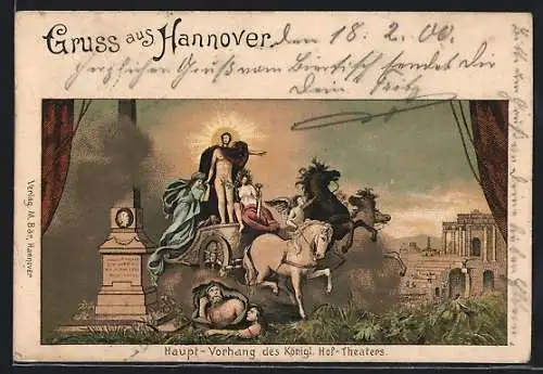 Lithographie Hannover, Haupt-Vorhang des Königlichen Hof-Theaters