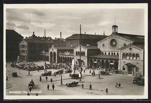 AK München, Hauptbahnhof und parkende Autos