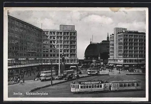 AK Berlin, Strassenbahn am Alexanderplatz