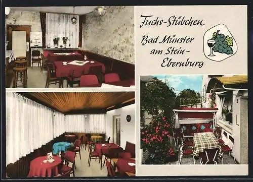 AK Bad Münster am Stein-Ebernburg, Gasthaus Fuchs-Stübchen, Innenansichten, Terrasse