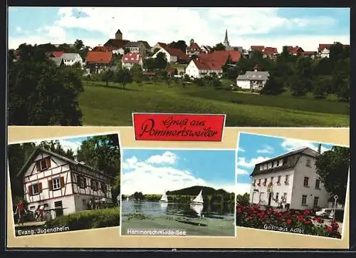 AK Abtsgmünd-Pommertsweiler, Gasthaus Adler, Evangelisches Jugendheim, Hammerschmiede-See