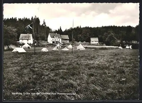 AK Pommertsweiler, Ölmühle im Rotthal, Partie mit Zelten
