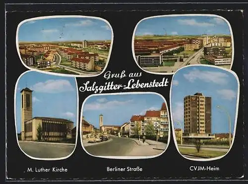 AK Bad Salzgitter, M. Luther-Kirche, Berliner Strasse, CVJM-Heim