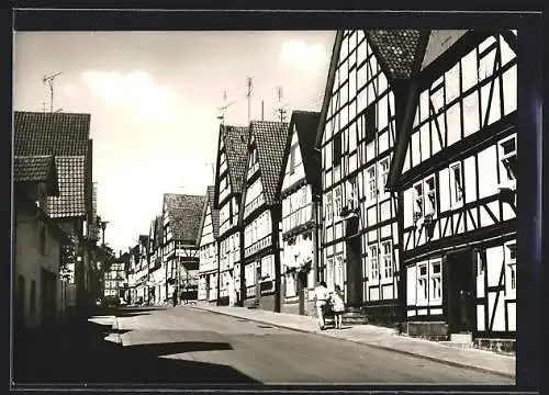 AK Mengeringhausen im Ferienland Waldeck, Strassenpartie mit Fachwerkhäusern
