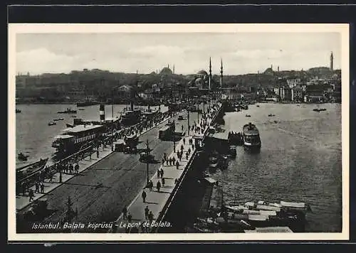 AK Istanbul, Strassenbahn auf der Galatabrücke