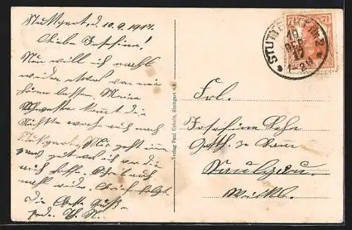 AK Stuttgart, Königsbau mit Strassenbahn