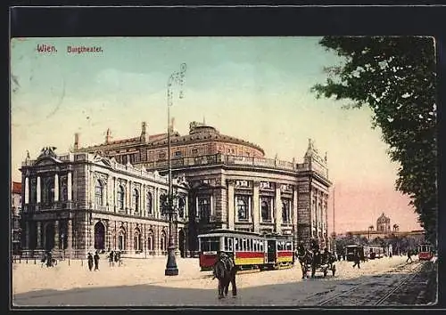 AK Wien, Burgtheater mit Strassenbahn