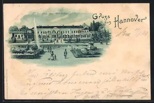 Lithographie Hannover, Schloss Herrenhausen