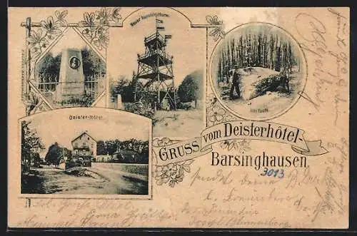 AK Barsinghausen, Deisterhotel, Neuer Aussichtsturm, Alte Taufe