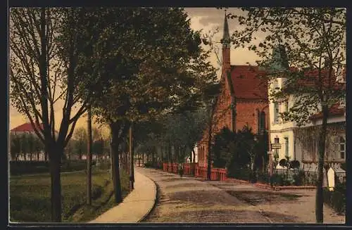 AK Bad Rothenfelde, Abendstimmung in der Bahnhofstrasse