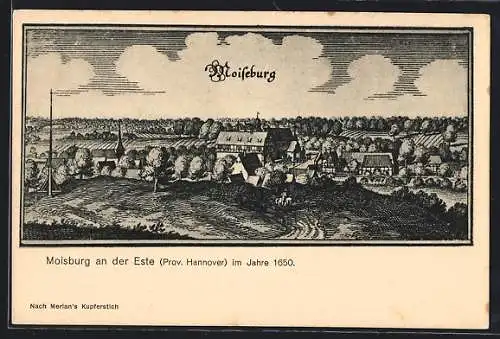 Künstler-AK Moisburg an der Este, Teilansicht 1650 nach Merian