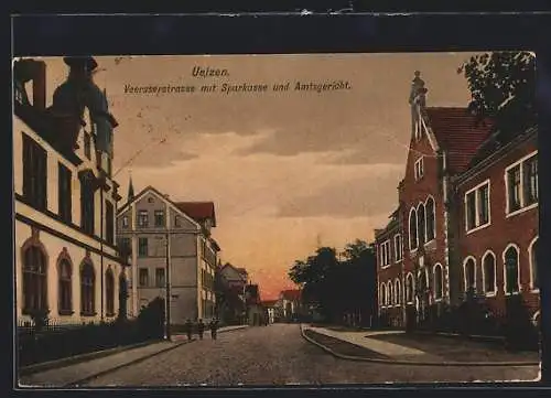 AK Uelzen, Veersserstrasse mit Sparkasse und Amtsgericht