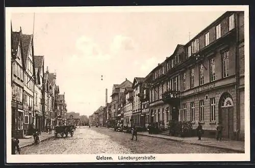 AK Uelzen, Lüneburgerstrasse am Hotel Stadt Hamburg