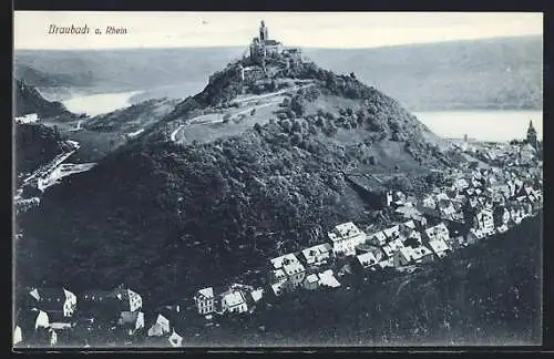 AK Braubach a. Rhein, Teilansicht mit Burg