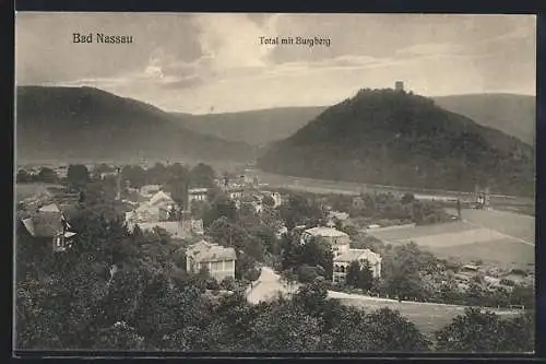 AK Bad Nassau, Totalansicht mit Burgberg