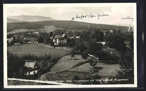 AK Agnetendorf, Villa Gerhard Hauptmann mit Riesengebirge