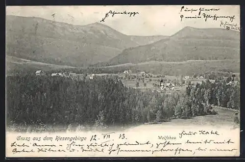 AK Wolfshau, Blick auf das Baudendorf