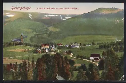 AK Mittel-Schreiberhau /Riesengebirge, Teilansicht gegen den Reifträger