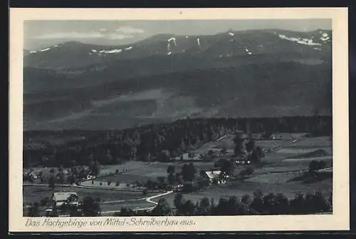 AK Mittel-Schreiberhau, Das Hochgebirge vom Ort aus gesehen