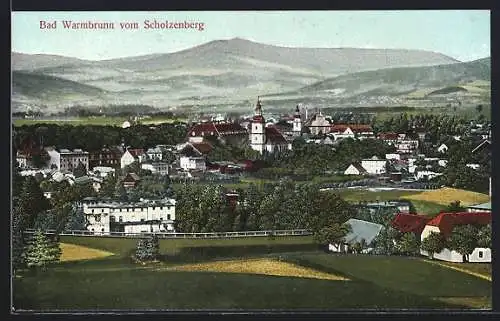 AK Bad Warmbrunn, Teilansicht mit Kirche vom Scholzenberg