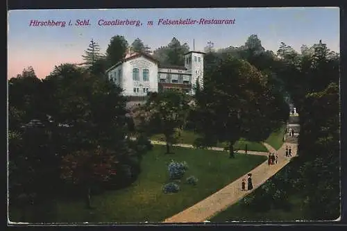 AK Hirschberg i. Schl., Cavalierberg mit Restaurant Felsenkeller