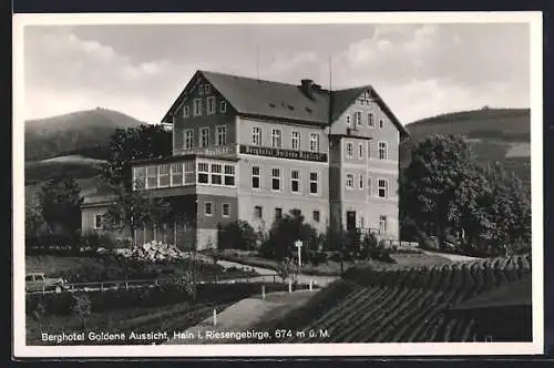 AK Hain / Riesengebirge, Berghotel Goldene Aussicht