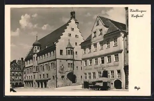 AK Nördlingen, Rathaus mit Gasthaus zur Sonne