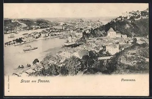 AK Passau, Panorama mit Fluss