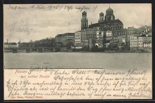 AK Passau, Kirche vom rechten Innufer aus