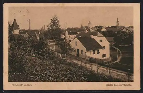 AK Simbach a. Inn, Blick auf den Ort