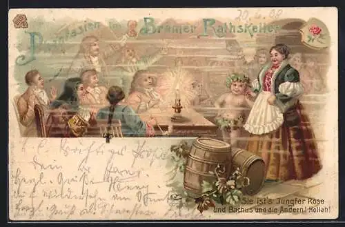 Lithographie Bremen, Phantasien im Gasthaus Rathskeller