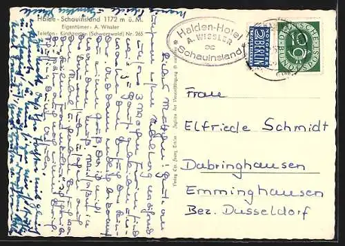 AK Kirchzarten /Schwarzwald, Hotel Halde-Schauinsland, Bes. A. Wissler
