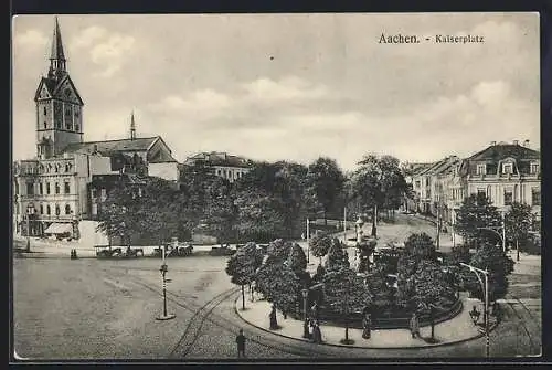 AK Aachen, Kaiserplatz mit Brunnen